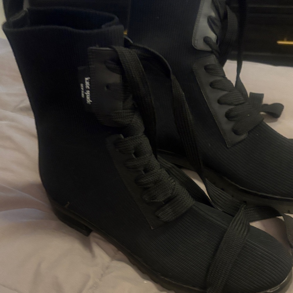 kate spade Black Lace-Up Ankle Boots